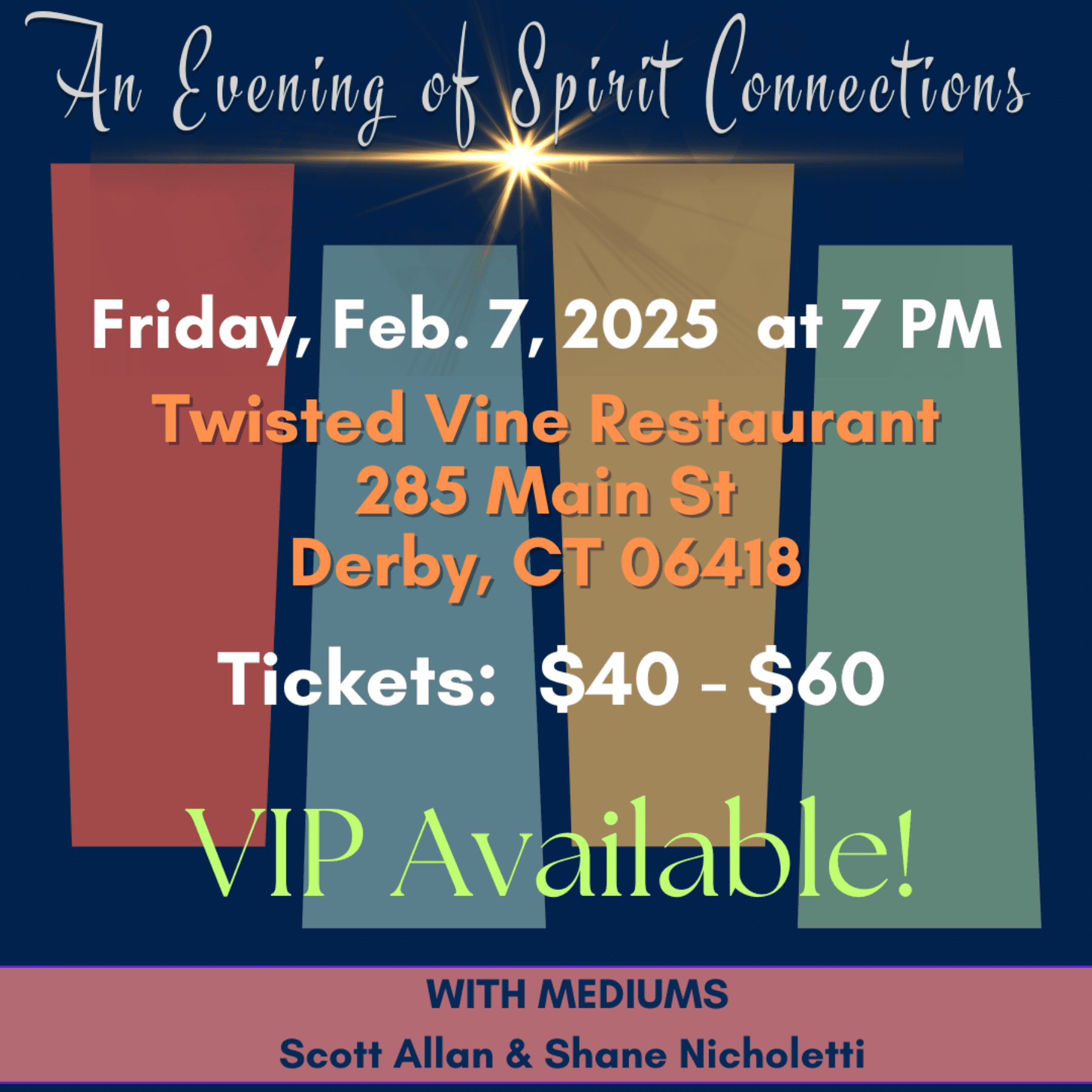 An Evening of Spirit Connections – 2/7/25 at 7 PM – Derby, CT